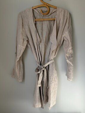 Alessia Pacini Made In Italy Beige Linen Lightweight Cardigan With Tie Women's S